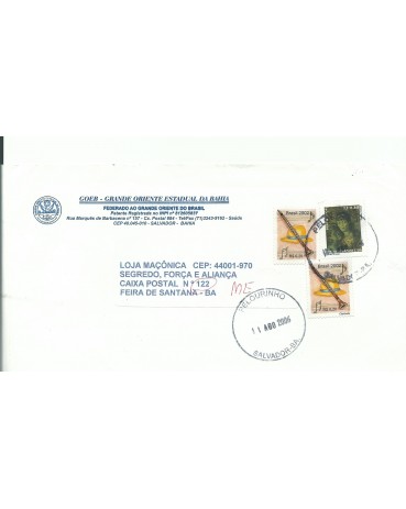 Envelope circulado da Grande Oriente Estadual da Bahia, em Salvador - BA 15.514